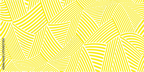 Abstract Yellow and White Striped Pattern with Curved and Straight Lines