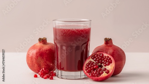 Crimson Elixir Fruity Still Life with Glass Deep Red Liquid Composition Healthy Refreshment.