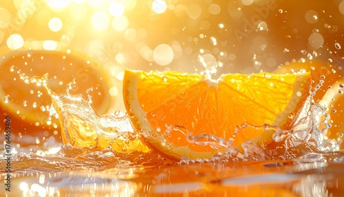 Juicy Orange Splash Refreshing Orange Fruit, Generated with AI.