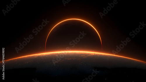 A captivating view of solar eclipse, with the sun's corona forming a fiery ring