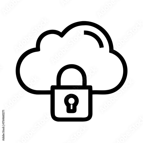 Cloud security icon with lock, representing safe data storage and privacy protection
