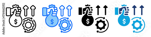 Operating Profit Icon Set Multi Style Vector Illustration
