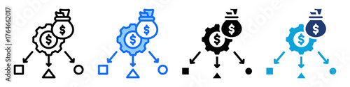 Financial Model Icon Set Multi Style Vector Illustration