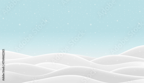 3D winter background with snow and snowflakes. Pastel podium on snow-covered ground. Festive winter banner with bokeh and space for text. Vector illustration.