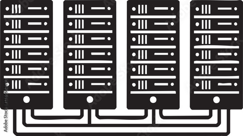 Blockchain Server Farm Silhouettes Data Center Cryptocurrency Mining Infrastructure Hardware