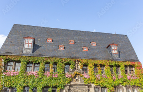 Fassade Rathaus und Marktplatz in Quedlinburg, Harz, Deutschland