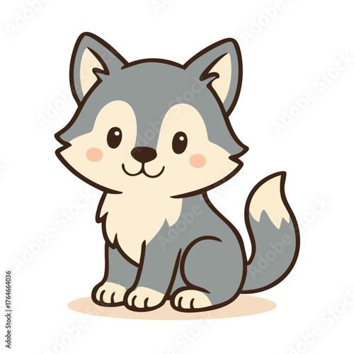 A cute vector wolf smiling