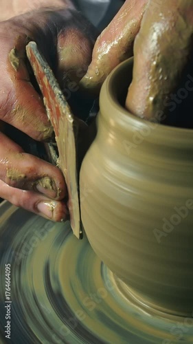 Watch a talented potter craft a beautiful jug using traditional techniques in his workshop.
