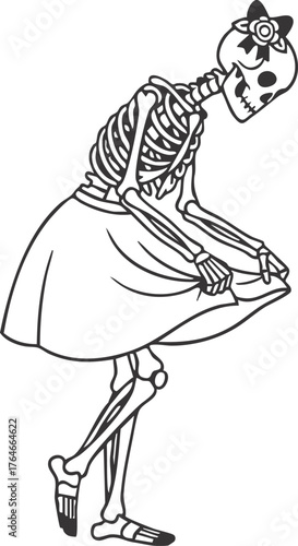 skeleton performing a curtsy gesture