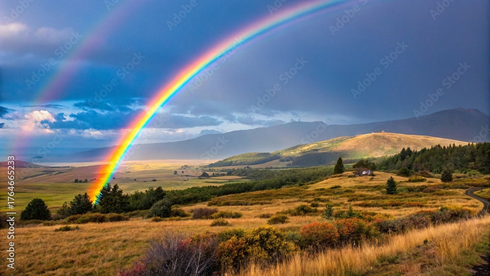 Fototapeta premium Vibrant Rainbow Arc with Bright Multicolored Spectrum V5