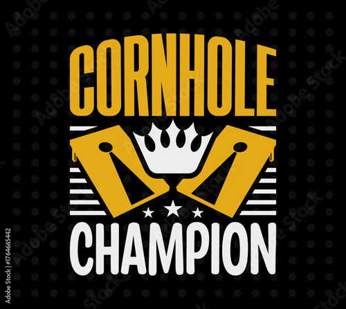 Cornhole Champion vector design – funny outdoor game t-shirt graphic for players and tournaments
