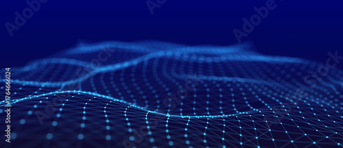 Modern design of network connection structure. Abstract background with interlacing dots and lines. 3D rendering.