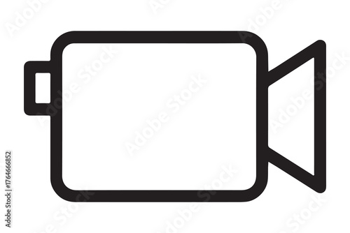 Simple outline video camera icon for recording footage