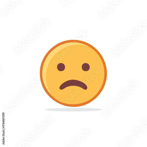 Sad face emoji simple illustration with curved mouth and dots for eyes
