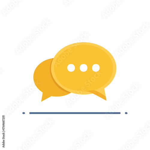 Two yellow speech bubbles with three dots illustration communication concept