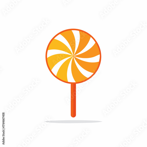 Cartoon Style Swirl Lollipop with Orange and Yellow Candy Segments