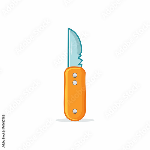 Cartoon Orange Handle Pocket Knife With Serrated Blade