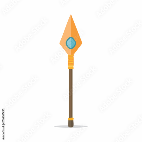 Cartoon Spear with Jewel Medieval Weapon Battle Armament Pointed Blade