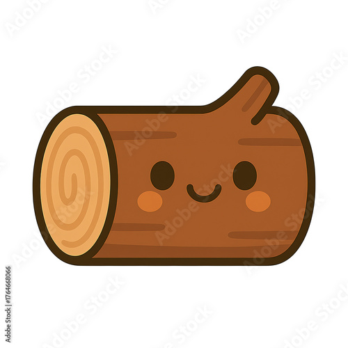 Cute Kawaii Log Character in Clipart Style for Fun and Whimsical Designs.