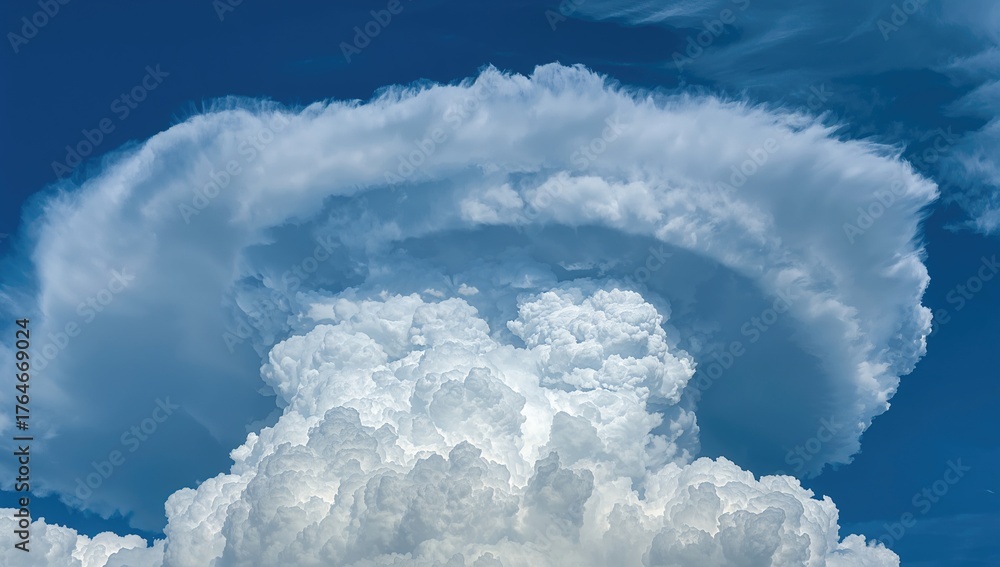 Naklejka premium Detailed view of cumulus cloud mass forming a cyclone in the atmosphere