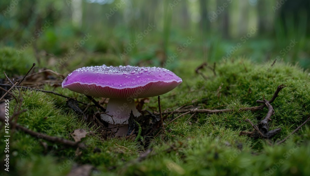 Fototapeta premium Violet Button Mushroom Found in a Forested Area