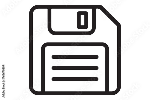 Retro floppy disk icon for digital storage and saving