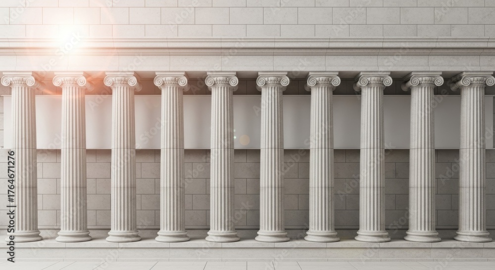 Fototapeta premium Row of classical greek columns in sunlight