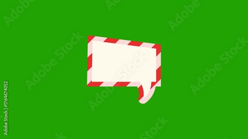 Animated chat or speech bubble with red and white border isolated on green screen. Perfect for social media, communication, or comic video projects.