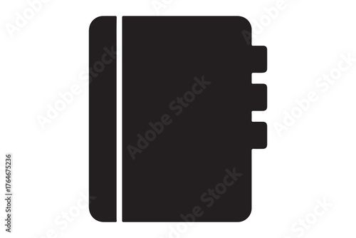 Simple notebook silhouette icon for organization and learning