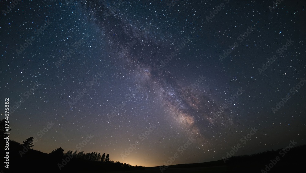 Fototapeta premium Wide-angle lens shot of the night sky featuring the Milky Way