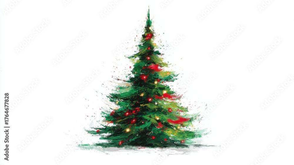 Obraz premium watercolor painting of a christmas tree