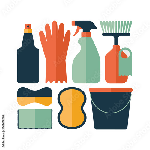 Flat Design Cleaning Supplies