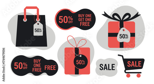 Amazing 50% off sale with buy one get one free deals, perfect for retail promotions and attracting shoppers during the holiday season