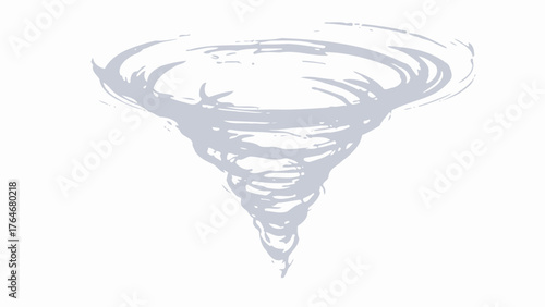 A stylized handdrawn illustration of a gray tornado