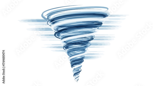 A swirling blue tornado with streaked horizontal lines behind it