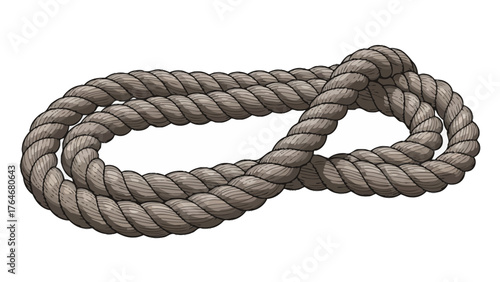 A thick braided rope forms a figureeight knot on a white background