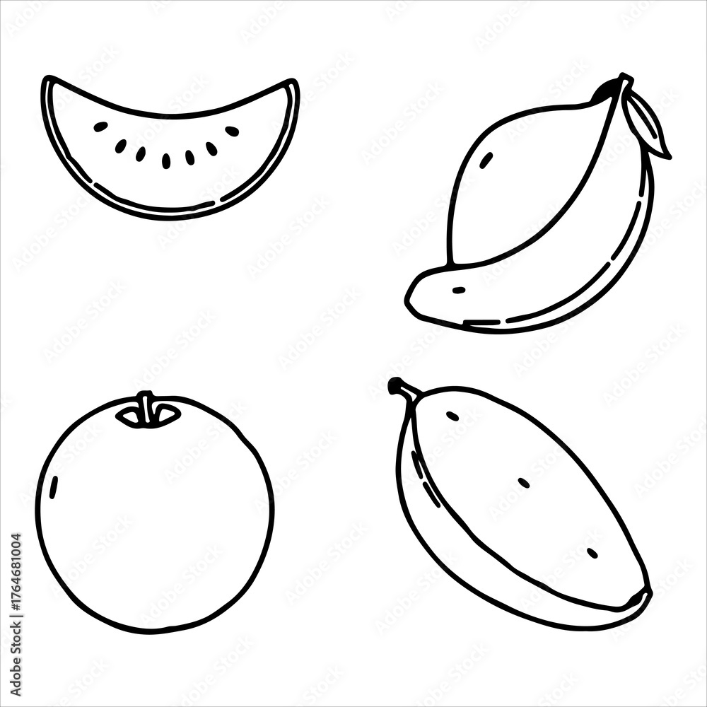 Fototapeta premium Healthy Food and Fresh Produce Illustrated in Vector Style, This Vibrant Organic Fruits Illustration Vector is Perfect for Digital Clean Eating Promotions in Flat Design.