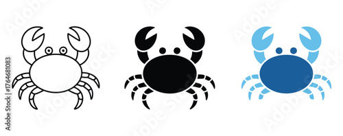 WebPlayful cartoon crab icons perfect for seaside themed designs, summertime projects, and children's illustrations bringing a splash of ocean fun to your creative work