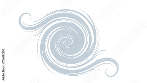 Abstract bluegrey swirling design on a white background