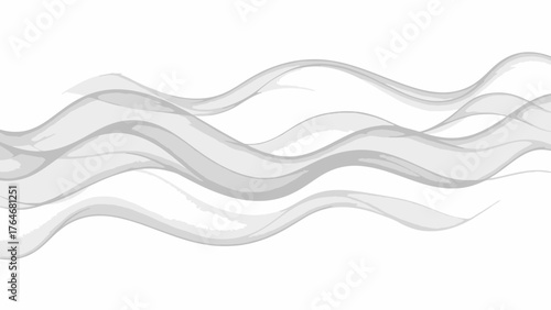 Abstract flowing grey waves on a white background