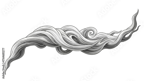Abstract grey stylized wisps on a white background