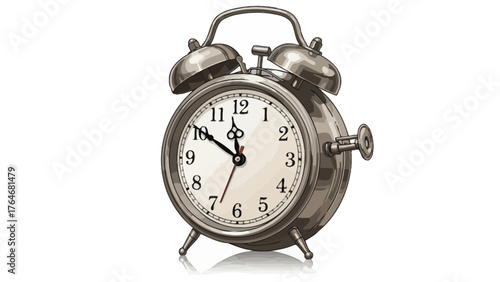 Alarm clock with two bells metal casing and white face
