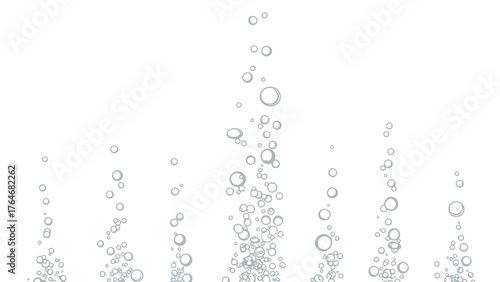 Bubbles ascending in columns against a white background