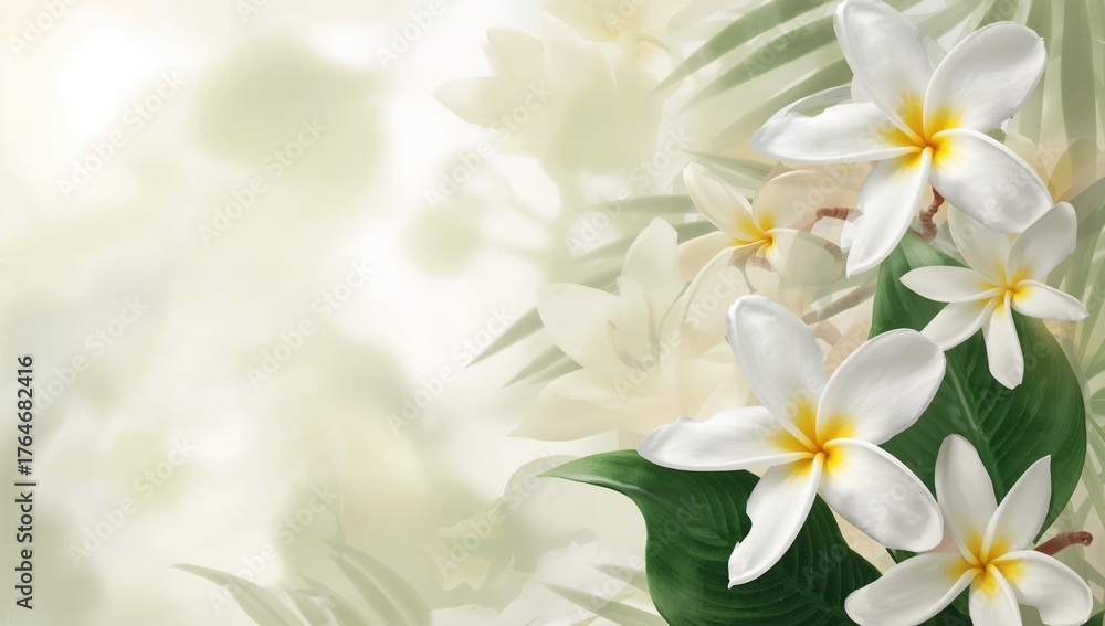 Fototapeta premium Exotic blossom frangipani isolated on white, natural floral beauty for spa and spring vibes