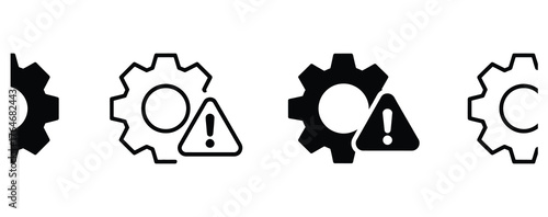 Machine maintenance icons showcasing system errors and settings malfunctions, ideal for tech companies needing to illustrate potential technical issues and system failures