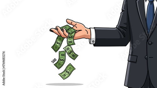 Hand in a suit dropping money