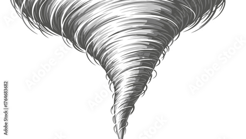 Monochromatic illustration of a swirling tornado