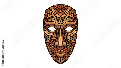 Ornate pixel art mask with floral patterns and a neutral expression