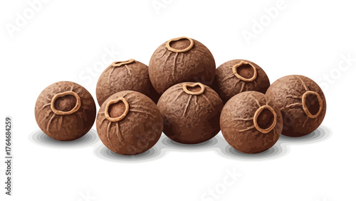 Pile of whole allspice berries on a white background