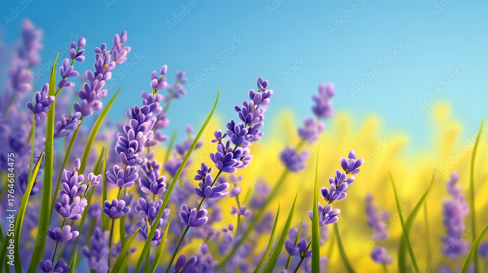 Naklejka premium Lavender under the blue sky